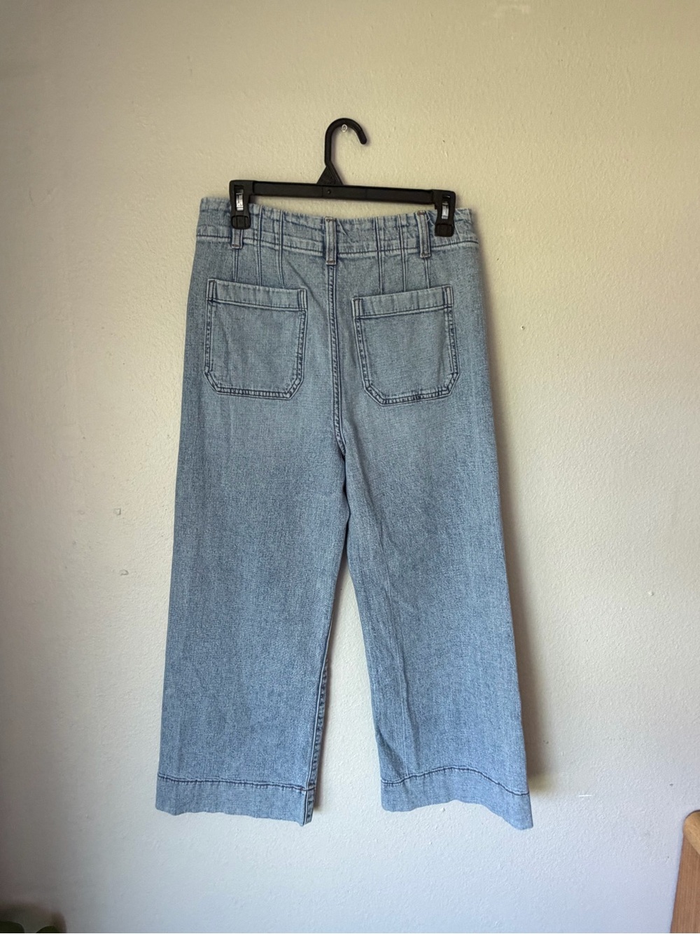 LC Lauren Conrad Light Blue Wide-Leg High-Rise Crop Jeans 6 Patch Pockets Boho - Picture 3 of 9